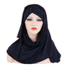2019 Muslim Cotton Scarf Plain Hijabs With Bead Shawls And Wraps Femme Musulman Hijab Ready To Wear Turban Women Head Scarves