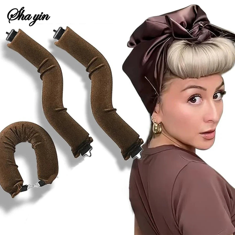 Heatless hair curlers soft flexi rod headband no heat styling tools with hook for lazy curls