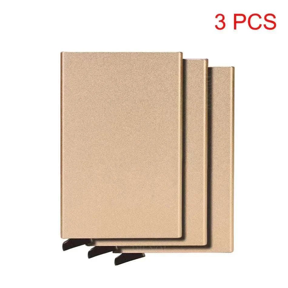 Sleek metal RFID credit card holder wallet with slim, minimalist design for men and women