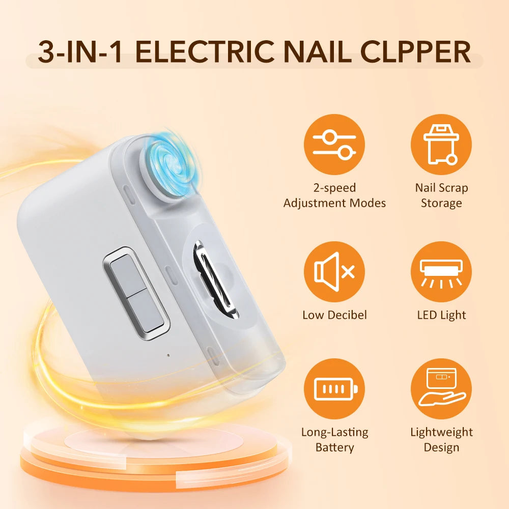 1 Pcs Electric Automatic Nail Clipper Manicure Nail Trimmer 3 in 1 Finger Toe Scissors Pedicure Thick Nails Cutter Sharpener