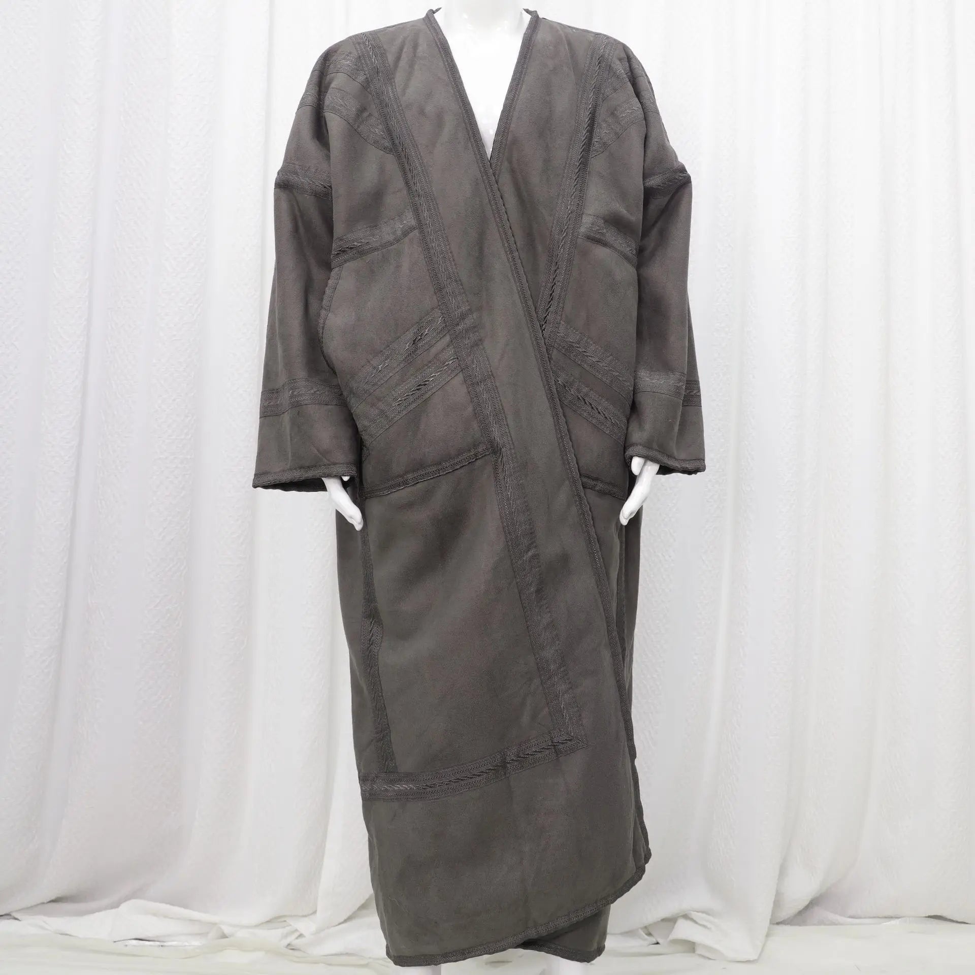 Wholesale Men's Scalp Abaya Men Winter Fur Thicken Suede Men's Robe Cardigan Bisht Muslim Coat Fleece Warm Islam Clothing