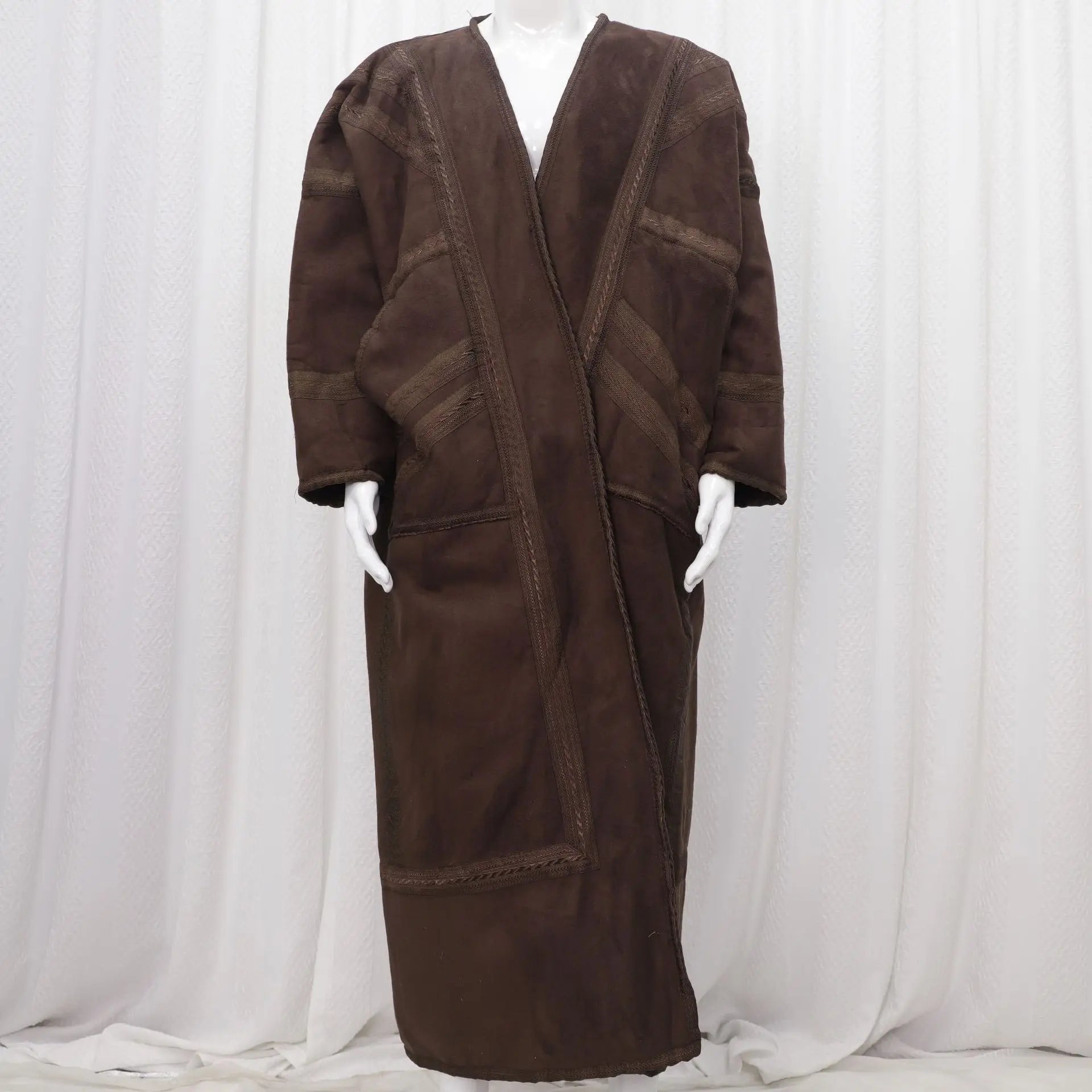 Wholesale Men's Scalp Abaya Men Winter Fur Thicken Suede Men's Robe Cardigan Bisht Muslim Coat Fleece Warm Islam Clothing