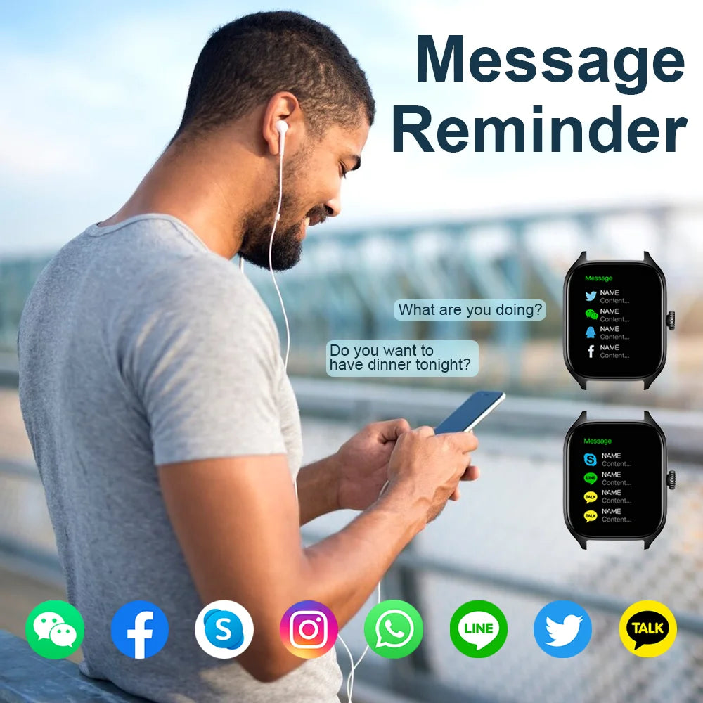 ساعة ذكية LAXASFIT H9 للاتصال والرد على المكالمات، وتتبع السعرات الحرارية، ومراقبة معدل ضربات القلب والأكسجين في الدم، تعمل بتقنية البلوتوث